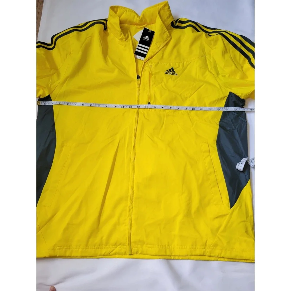 Vintage Adidas Drive 2‎ Zip Jacket Men's Yellow Blue Stripes Windbreaker Sz XL